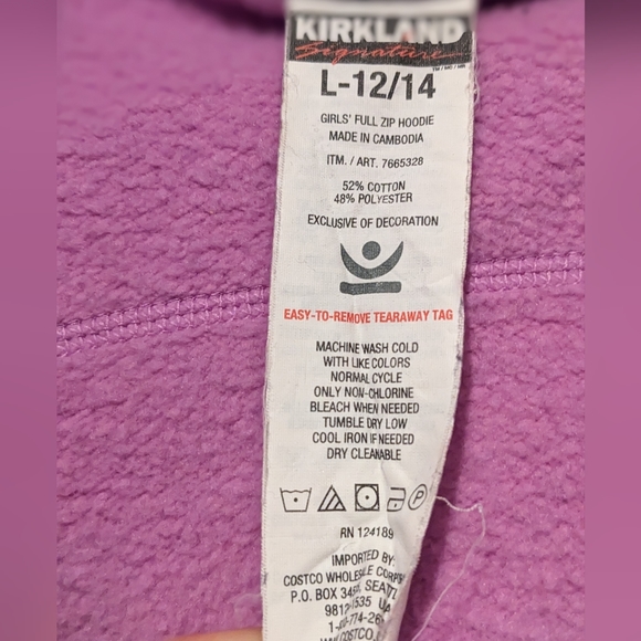 Kirkland Signature Pink Long Sleave Jacket- Girla 12/14 L - Picture 7 of 10